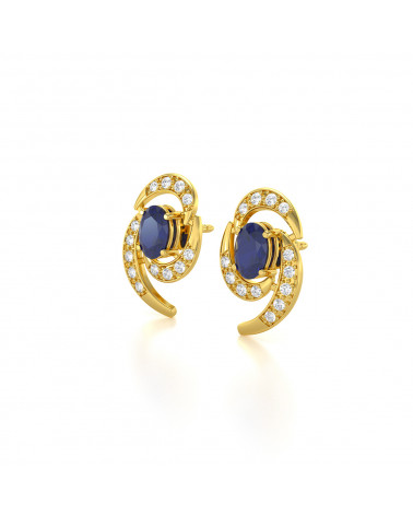 14K Gold Sapphire Earrings ADEN - 4