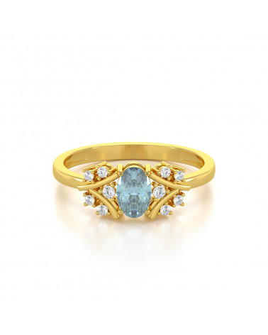 Gold Aquamarin Diamanten Ringe 1.556grs ADEN - 3