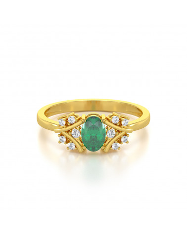 Anillo de Oro Esmeraldas y diamantes 1.556grs ADEN - 3