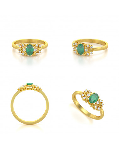 Gold Emerald Diamonds Ring 1.556grs ADEN - 2