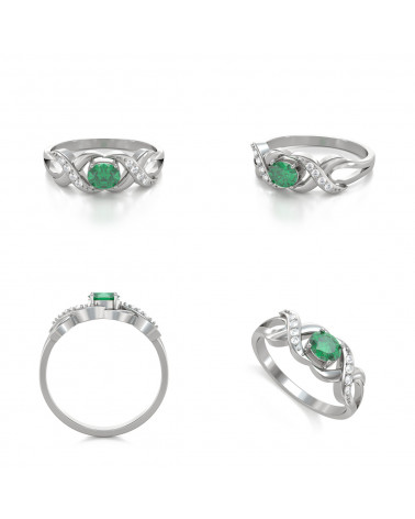 Gold Emerald Diamonds Ring 2.684grs ADEN - 2