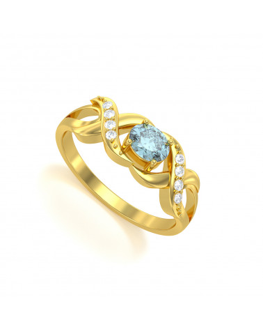 Gold Aquamarine Diamonds Ring 2.684grs ADEN - 1