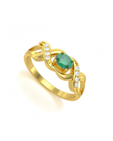 Gold Emerald Diamonds Ring 2.684grs ADEN - 1