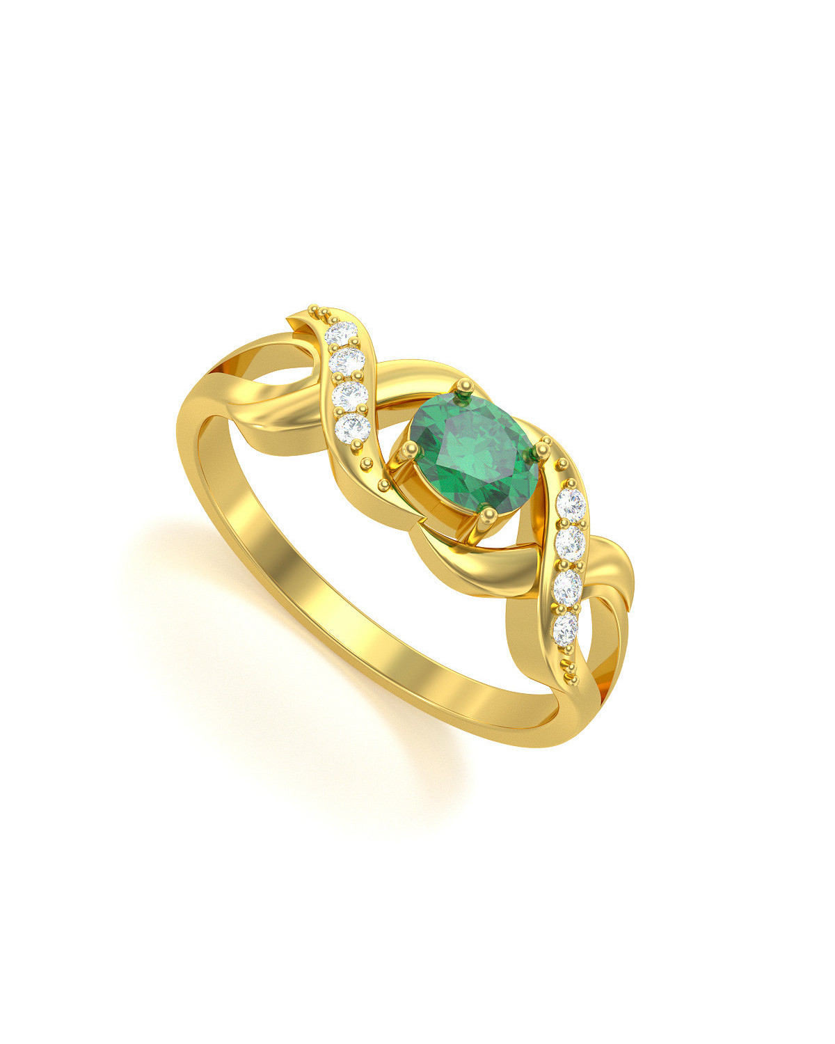 Gold Smaragd Diamanten Ringe 2.684grs