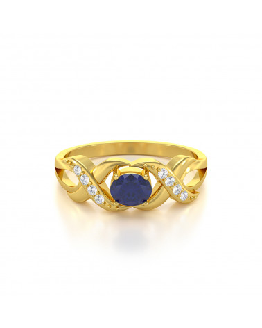 Gold Sapphire Diamonds Ring 2.684grs ADEN - 3