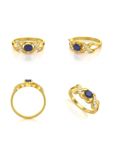 Gold Sapphire Diamonds Ring 2.684grs ADEN - 2