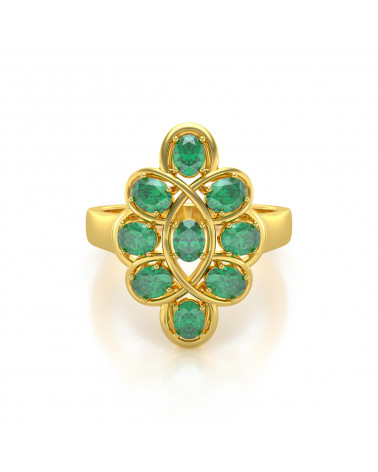 Bague Or Jaune Emeraude Forme Fleur 4.38grs ADEN - 3