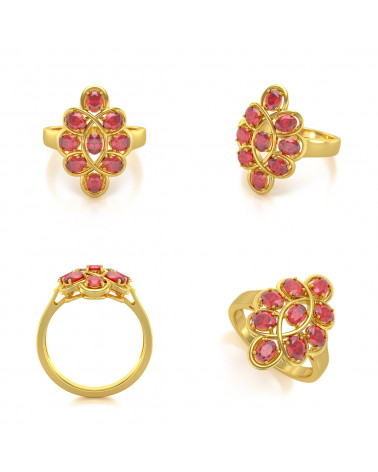 Gold Flower Ruby Ring 4.38grs ADEN - 2