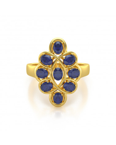 Gold Flower Sapphire Ring 4.38grs ADEN - 3
