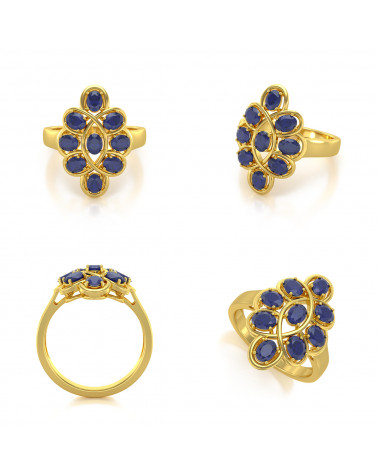 Gold Flower Sapphire Ring 4.38grs ADEN - 2