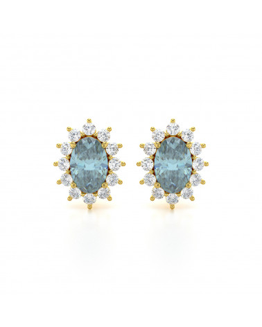 Gold Aquamarine Diamonds Earrings ADEN - 1