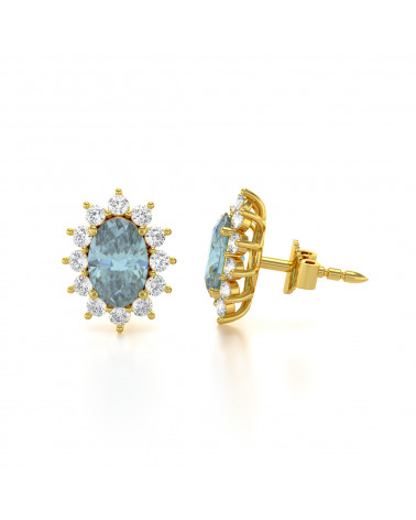 Gold Aquamarine Diamonds Earrings ADEN - 4