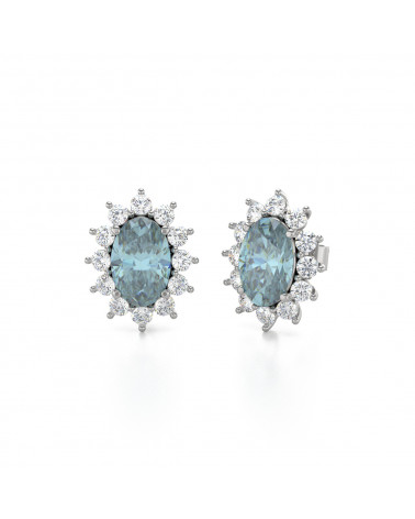 Gold Aquamarine Diamonds Earrings ADEN - 3