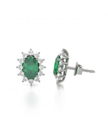 925 Silver Emerald Diamonds Earrings ADEN - 4