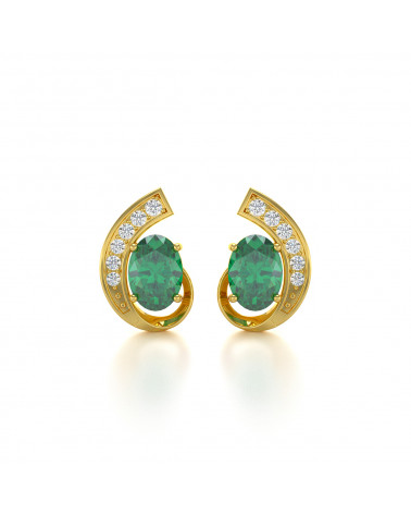 Orecchini in Oro 14K Smeraldo Diamanti ADEN - 1