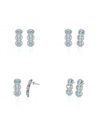 14K Gold Aquamarine Diamonds Earrings ADEN - 2
