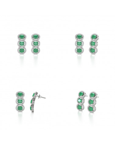 14K Gold Emerald Diamonds Earrings ADEN - 2