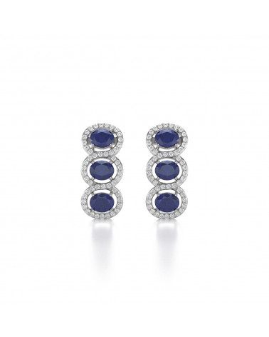 925 Silver Sapphire Diamonds Earrings ADEN - 1