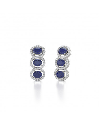 14K Gold Sapphire Diamonds Earrings ADEN - 3
