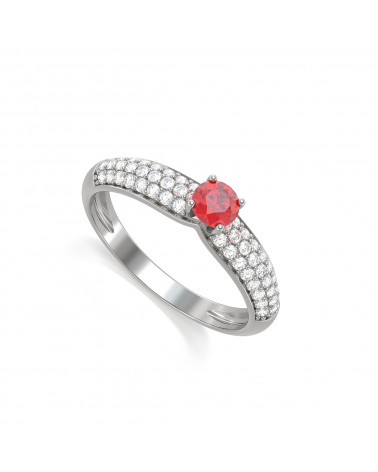 925 Silver Ruby Diamonds Ring ADEN - 1