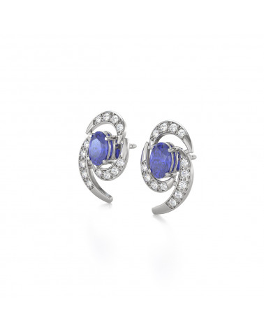 925 Silver Tanzanite Diamonds Earrings ADEN - 4