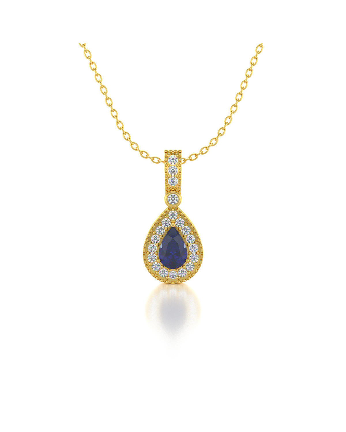 14K Gold Saphir Diamanten Halsketten Anhanger Goldkette enthalten