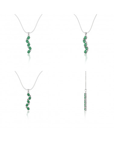 Colgante Pendente Smeraldo Diamanti Catena Argento inclusa ADEN - 2