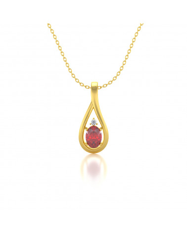 14K Gold Rubin Diamanten Halsketten Anhanger Goldkette enthalten ADEN - 1