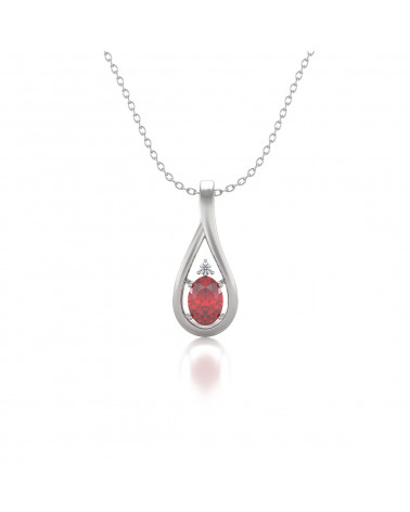 925 Silber Rubin Diamanten Halsketten Anhanger Silberkette enthalten ADEN - 1