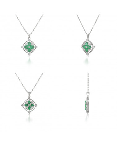 Collar Colgante de Oro 14K Esmeralda y Diamantes Cadena Oro incluida ADEN - 2