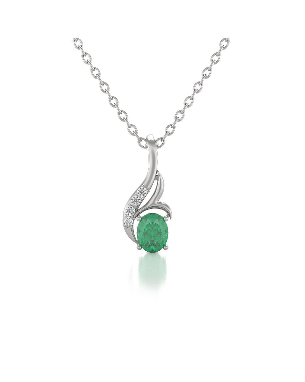 925 Silber Smaragd Diamanten Halsketten Anhanger Silberkette enthalten ADEN - 1