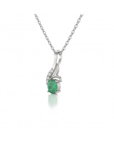 925 Silber Smaragd Diamanten Halsketten Anhanger Silberkette enthalten ADEN - 3