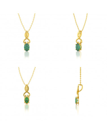 14K Gold Emerald Necklace Pendant Gold Chain included ADEN - 2