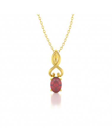 Collier Pendentif Or Jaune Rubis Chaine Or incluse 0.85grs ADEN - 1