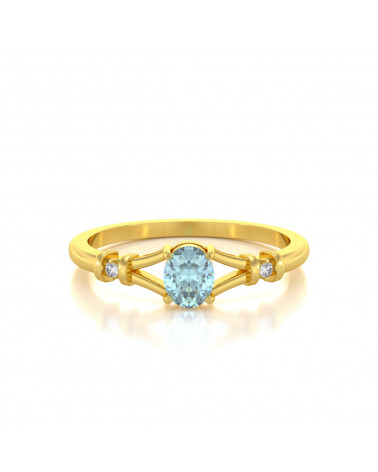 Gold Aquamarin Diamanten Ringe ADEN - 2