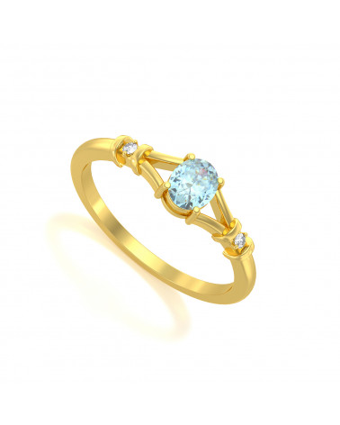 Gold Aquamarin Diamanten Ringe ADEN - 1
