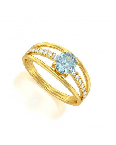 Gold Aquamarine Diamonds Ring ADEN - 1