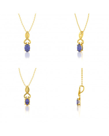 Gold Tanzanite Diamonds Necklace Pendant Gold Chain included ADEN - 2