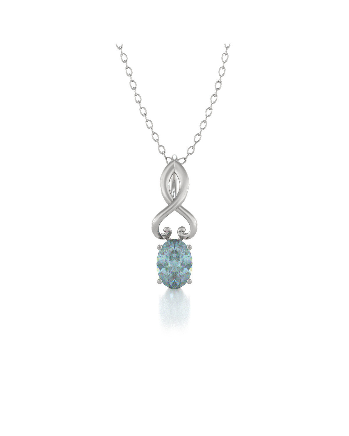 925 Silver Aquamarine Necklace Pendant Chain included