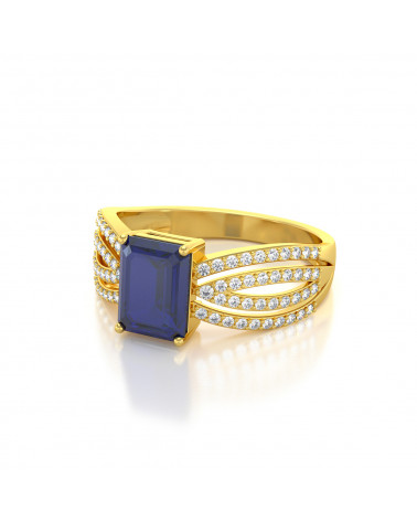 Gold Sapphire Diamonds Ring ADEN - 4