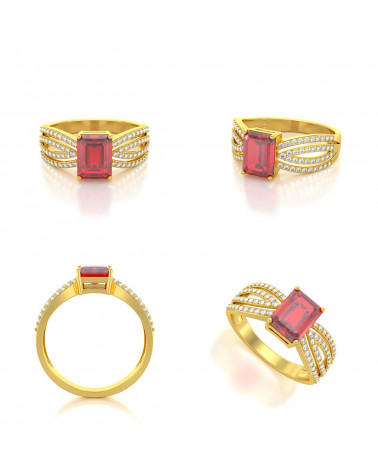 Gold Ruby Diamonds Ring ADEN - 2