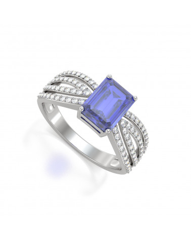 925 Silver Tanzanite Diamonds Ring ADEN - 1