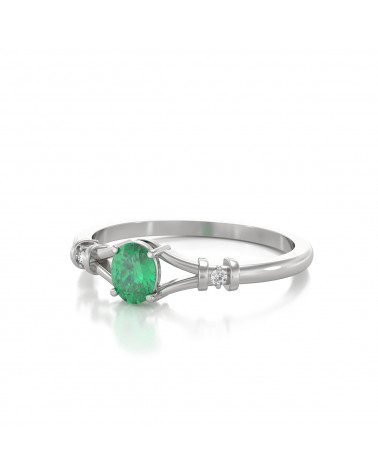 925 Silver Emerald Diamonds Ring ADEN - 4