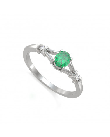 925 Silver Emerald Diamonds Ring ADEN - 1