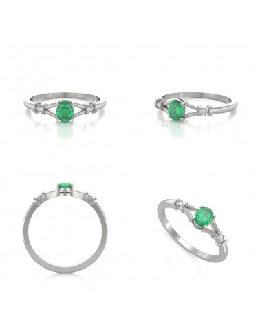 925 Silber Smaragd Diamanten Ringe ADEN - 2