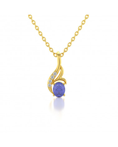 Gold Tanzanit Diamanten Halsketten Anhanger Goldkette enthalten ADEN - 1