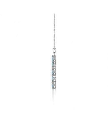 925 Silber Aquamarin Diamanten Halsketten Anhanger Silberkette enthalten ADEN - 4