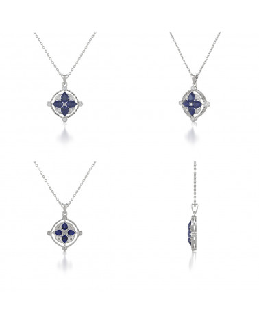 925 Silber Saphir Diamanten Halsketten Anhanger Silberkette enthalten ADEN - 2