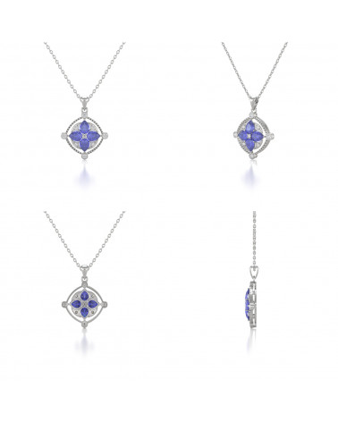 925 Silber Tanzanit Diamanten Halsketten Anhanger Silberkette enthalten ADEN - 2