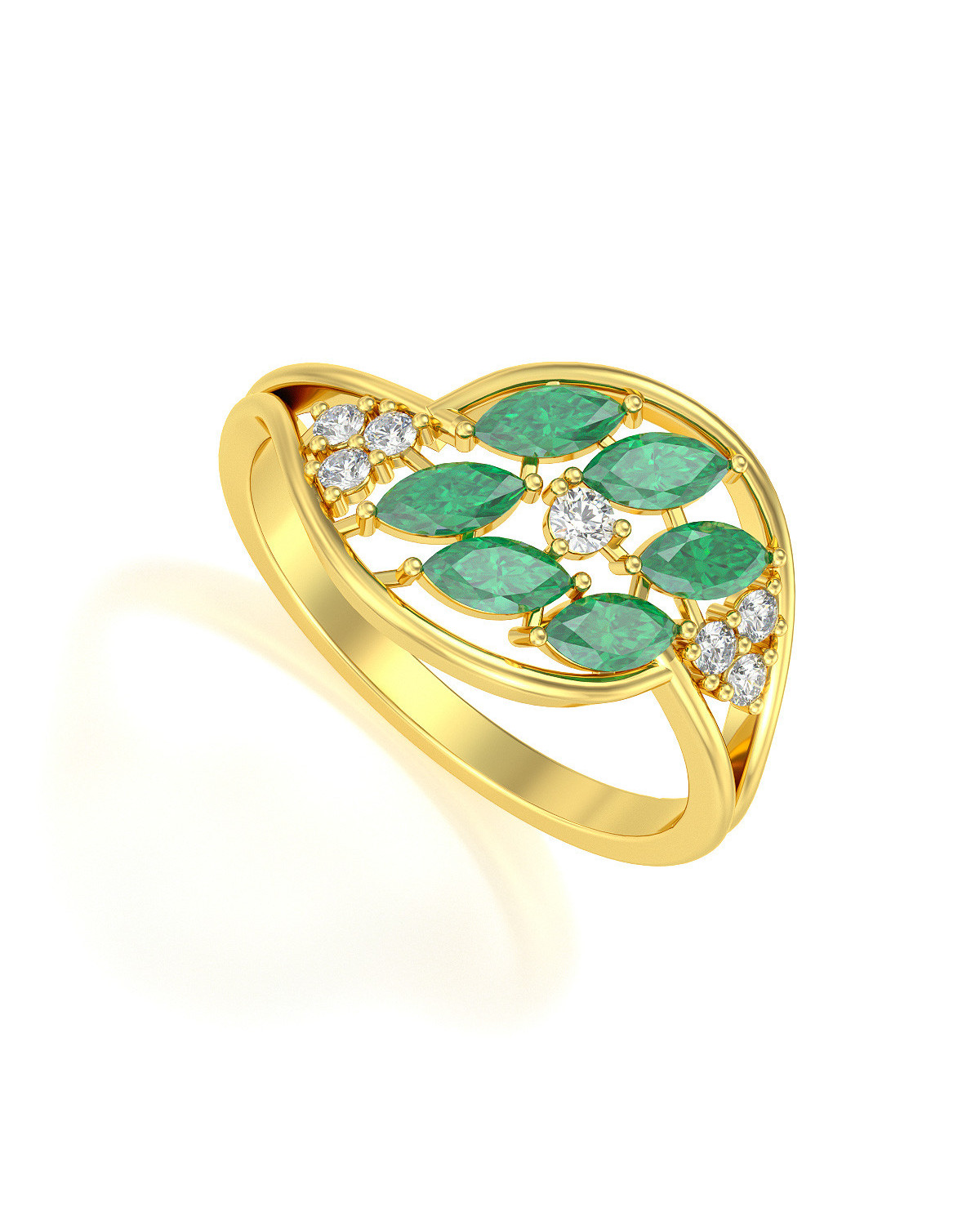 Gold Smaragd Diamanten Ringe 1.32grs ADEN - 1